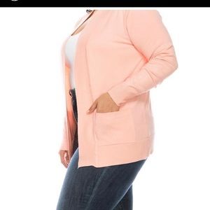 Peach Cardigan, Light weight, 60%cotton 40%Polyester. True to size.